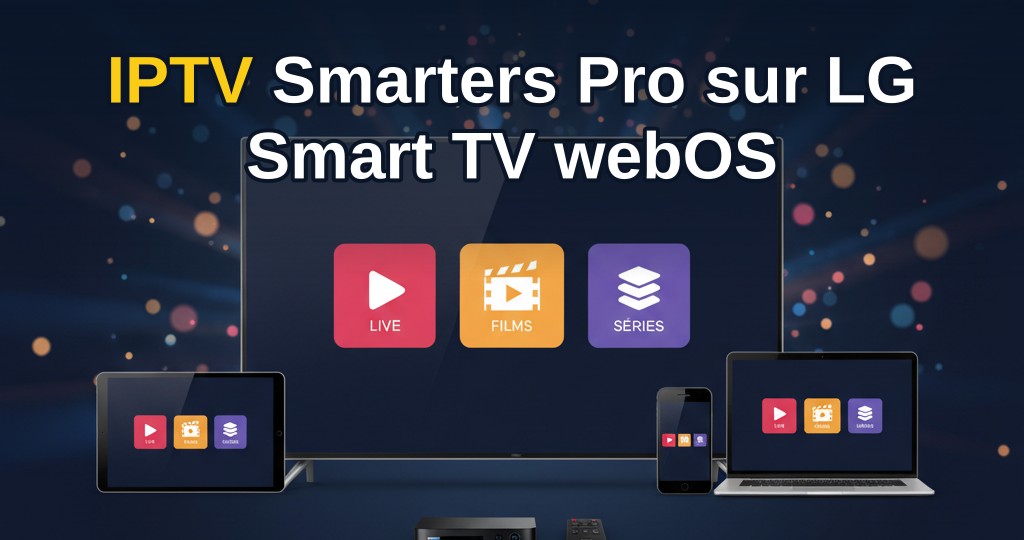 Femme utilisant la télécommande LG Magic Remote pour naviguer dans l’application IPTV sur un écran de télévision affichant des chaînes en 4K