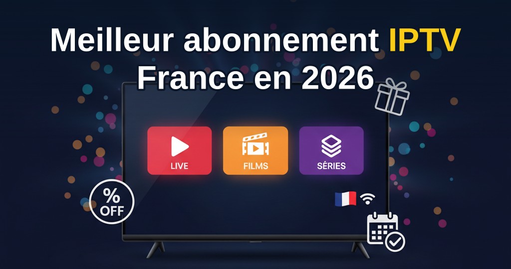Famille regardant un film en streaming 4K sur téléviseur avec l'interface de l'abonnement IPTV Smarters Pro
